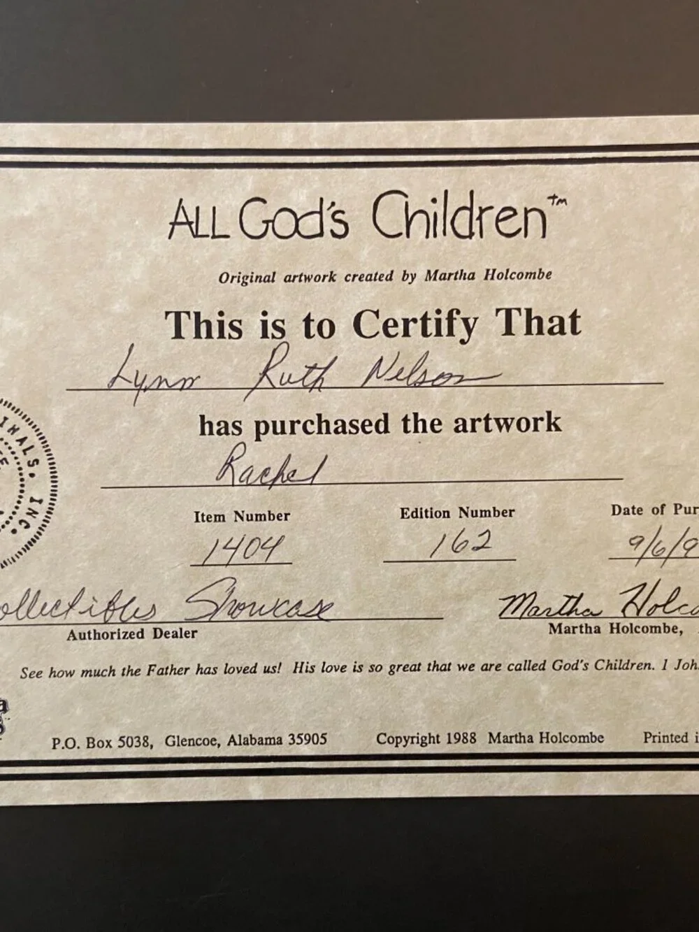 Martha Holcombe All God’s Children Rachel Figurine